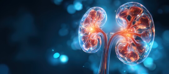 Digital illustration of human kidneys showcasing the intricate details of their vascular structure and functions.