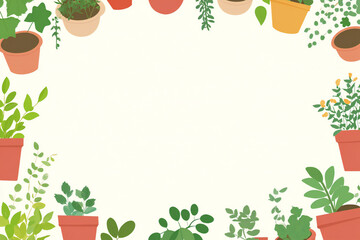 Obraz premium Decorative Border with Potted Plants