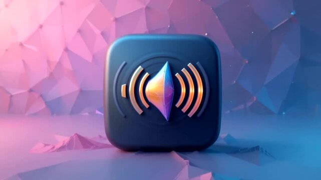 Sound Icon A geminilike symbol emits sonic waves in a stylized colorful backdrop