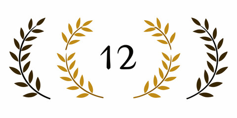 Elegant gold laurel frames and branches with circular borders design for invitations or certificates