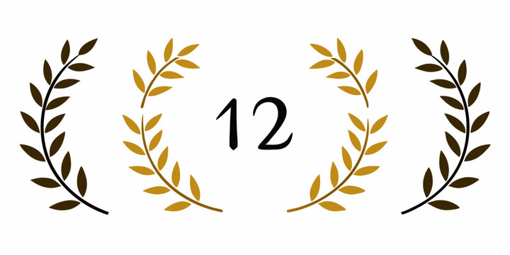 Elegant gold laurel frames and branches with circular borders design for invitations or certificates