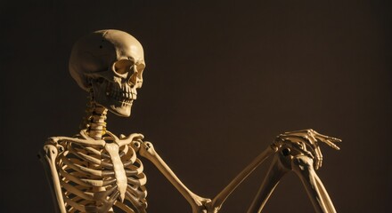 Skeletal Musings Bone Man Contemplates Lifes Great Unknown.
