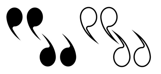 Quote right icon set. double quotation vector symbol. discussion dialog remark open and close quote sign in black filled and outlined style a white background.  Vector Illustration . EPS 10 . 11:11
