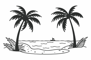 tropical island with palm trees