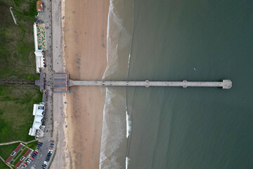 Victorian architecture Saltburn by the Sea victorian pier and coastline. North Yorkshire holiday resort  