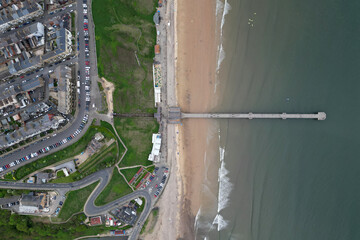 Victorian architecture Saltburn by the Sea victorian pier and coastline. North Yorkshire holiday resort  