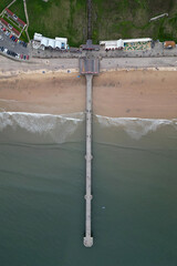 Victorian architecture Saltburn by the Sea victorian pier and coastline. North Yorkshire holiday resort  