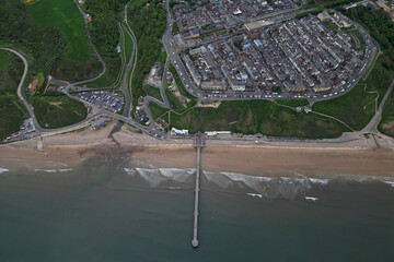 Victorian architecture Saltburn by the Sea victorian pier and coastline. North Yorkshire holiday resort  