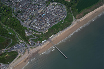 Victorian architecture Saltburn by the Sea victorian pier and coastline. North Yorkshire holiday resort  