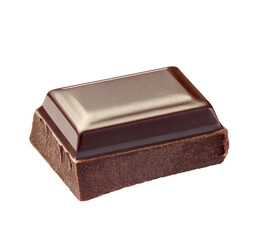 close up of chocolate pieces on white background