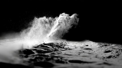 Dramatic Dust Clouds Emanating from a Smooth Surface with a Dark Background Highlighting Texture and Movement
