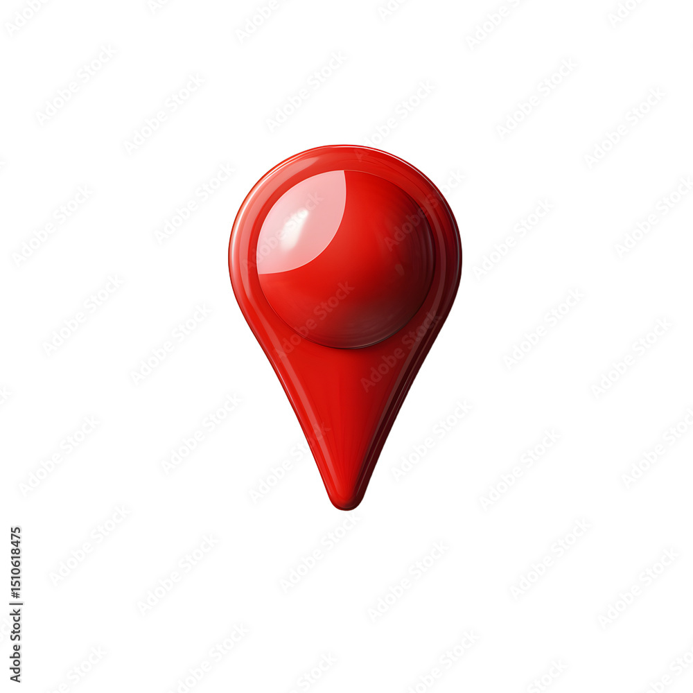 Poster simple red location pin icon with a drop shadow isolated on a transparent background