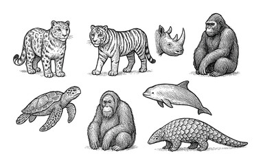 Wildlife Sketch Icons