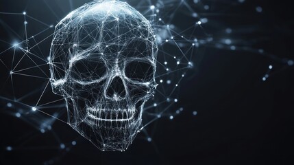 Abstract polygonal skull in network.