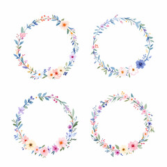 Set Wreath of leaves watercolor	