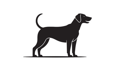A striking, simple silhouette of a standing dog, likely a breed like a Pointer or similar hunting dog.