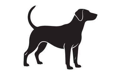 A simple, elegant silhouette of a woman walking a large dog on a leash.