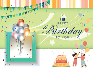 Happy Birthday vector background design and confetti decoration element for birth day celebration greeting card design. Vector and illustration eps 10.