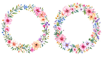 Set Wreath of leaves watercolor	