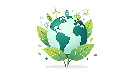 Green Earth A Clean Modern Vector Illustration of Sustainable Living