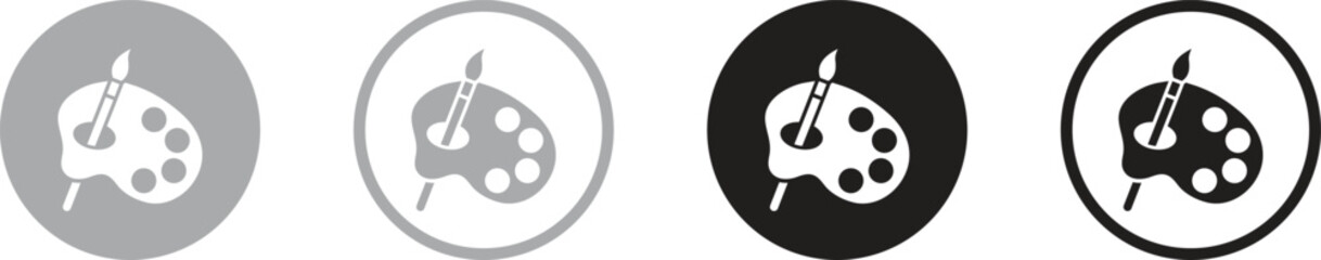 Artist brush and palette sketch vector on white background.