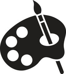 Artist brush and palette sketch vector on white background.