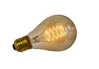 Isolated Vintage Light Bulb with Glowing Filament