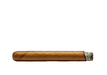 Isolated Lit Cigar Close-up with Smoke