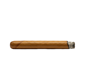 Isolated Lit Cigar Close-up with Smoke
