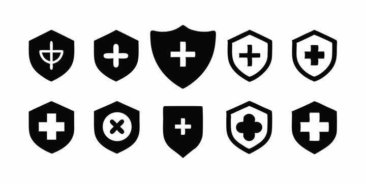 Medical immune system icon logo design template for healthcare branding