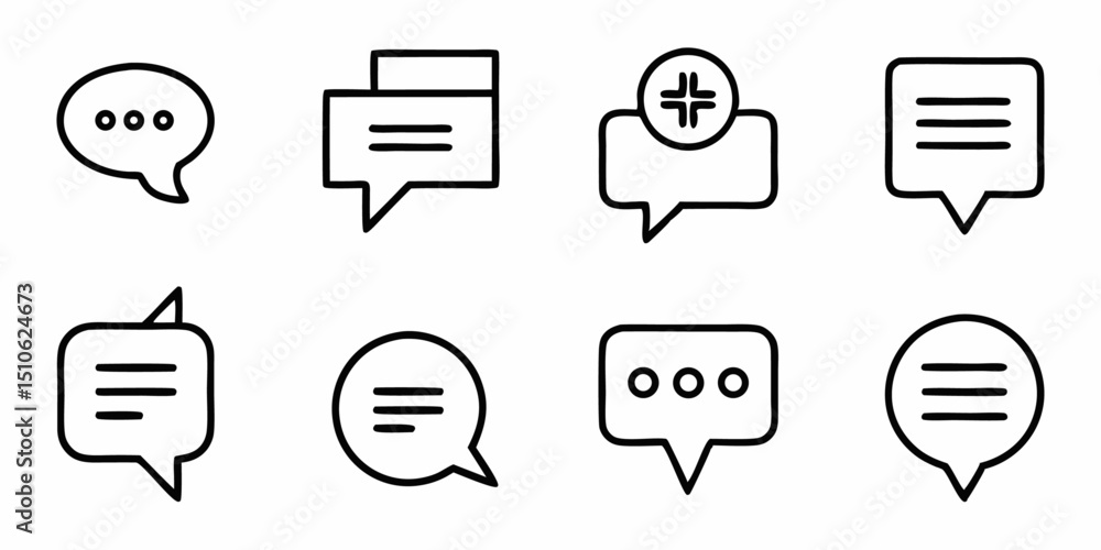 Poster a collection of twelve line chat icons designed for digital communication applications