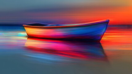 Colorful Reflection of a Boat on Water during Sunset Appreciation