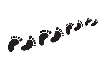 Simple Black Baby Footprints Leading Off into a White Background