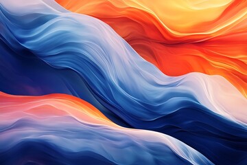Fototapeta premium abstract background with blue, orange and red waves. 3d rendering