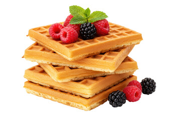 Isolated Stack of Waffles with Berries Breakfast Treat