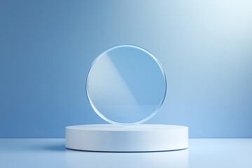 Poster template with item centered on white display base