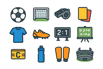 Colorful digital icons for online communication and project management