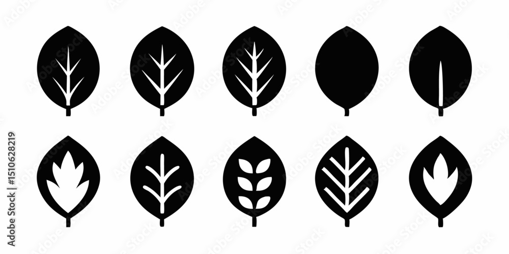 Poster simple leaf line art icon set for design projects and branding applications