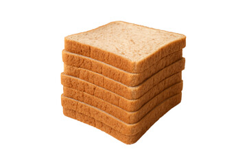 Stack of whole wheat bread slices isolated on transparent background, fresh brown bread loaf for breakfast or bakery concept