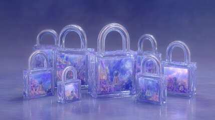 lock on blue blossom background