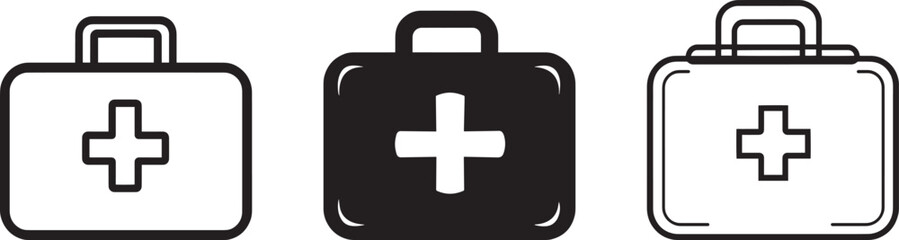 Obraz premium first-aid box icon clean simple silhouette black vector illustration