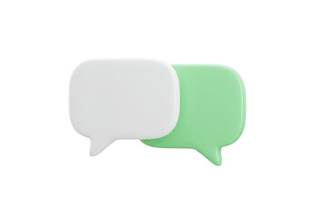 Isolated Pair of White and Green Speech Bubbles 3D Render