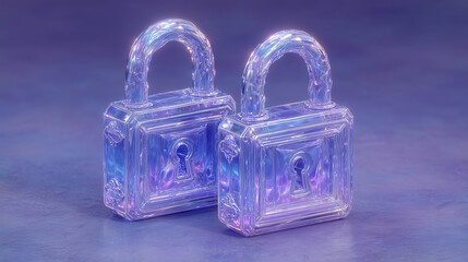 lock on blue blossom background