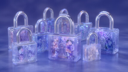 lock on blue blossom background