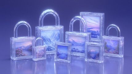 lock on blue blossom background