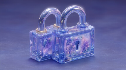lock on blue blossom background