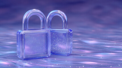 lock on blue blossom background