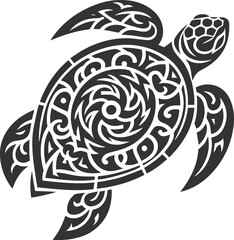 Sea animal turtle vector drawing silhouette tribal 
