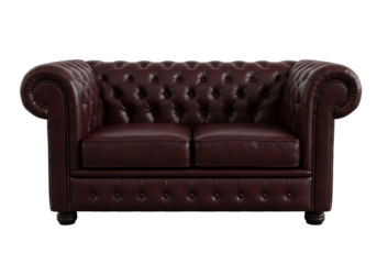 Isolated Dark Brown Chesterfield Leather Sofa