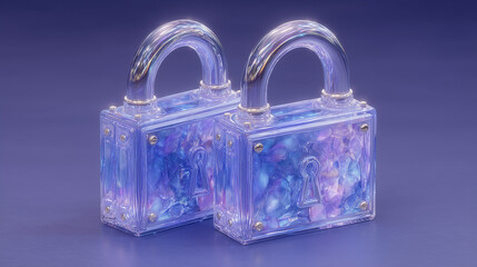 lock on blue blossom background